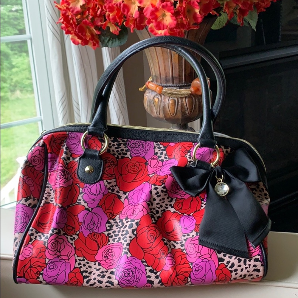 BETSEY JOHNSON mini duffel bag with roses